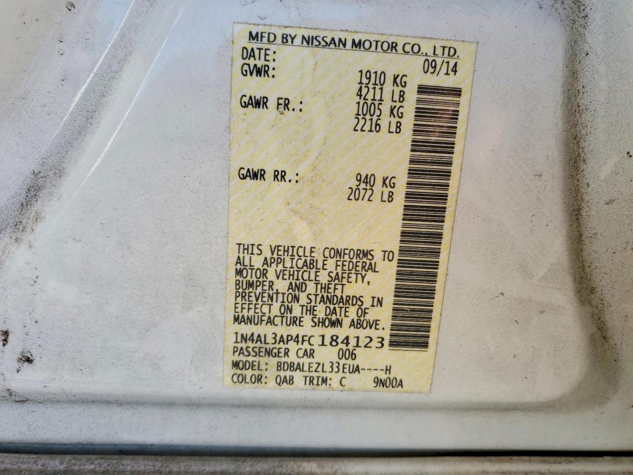 2015 NISSAN ALTIMA 2.5 photo 12
