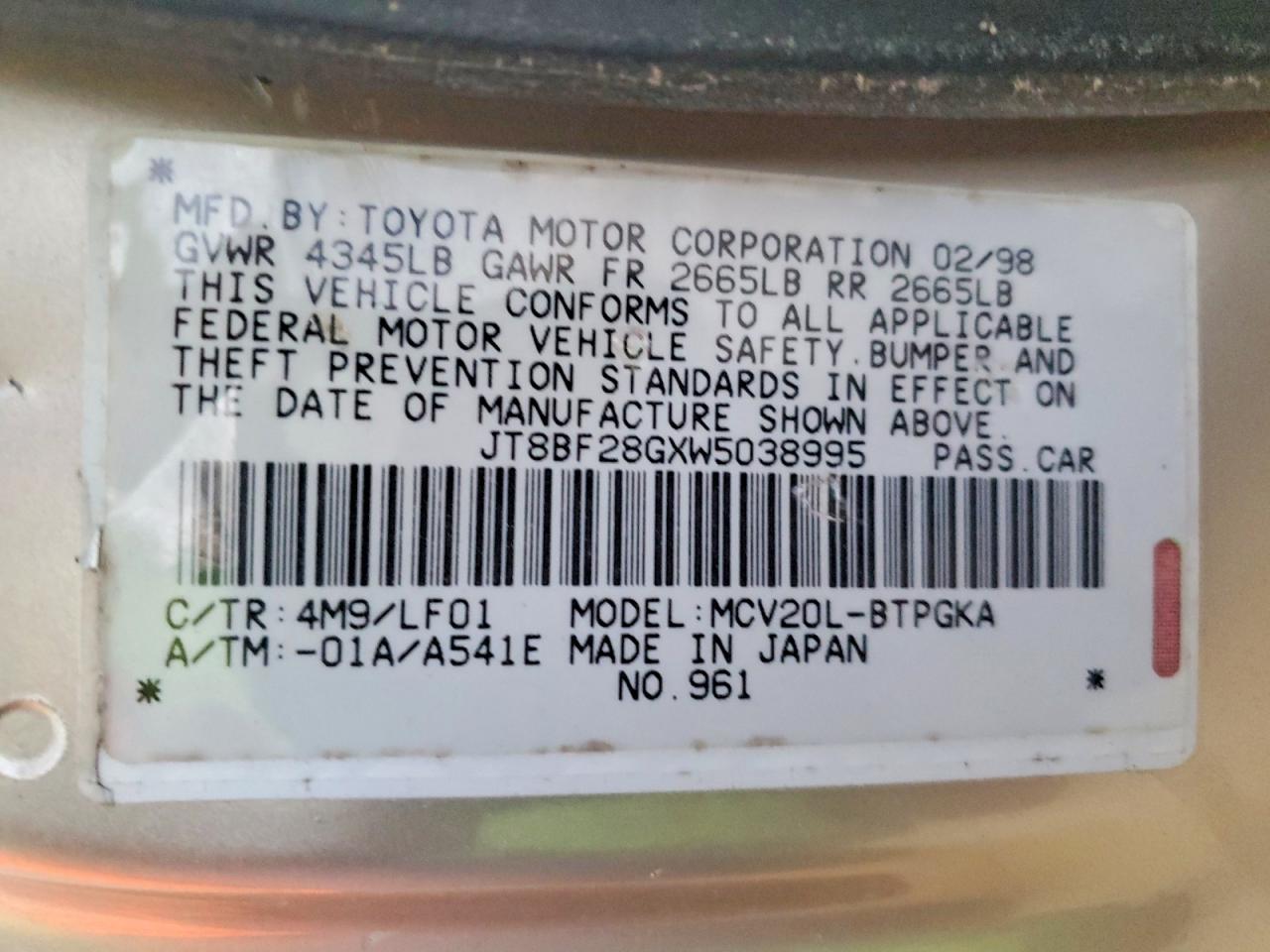1998 LEXUS ES 300 photo 12