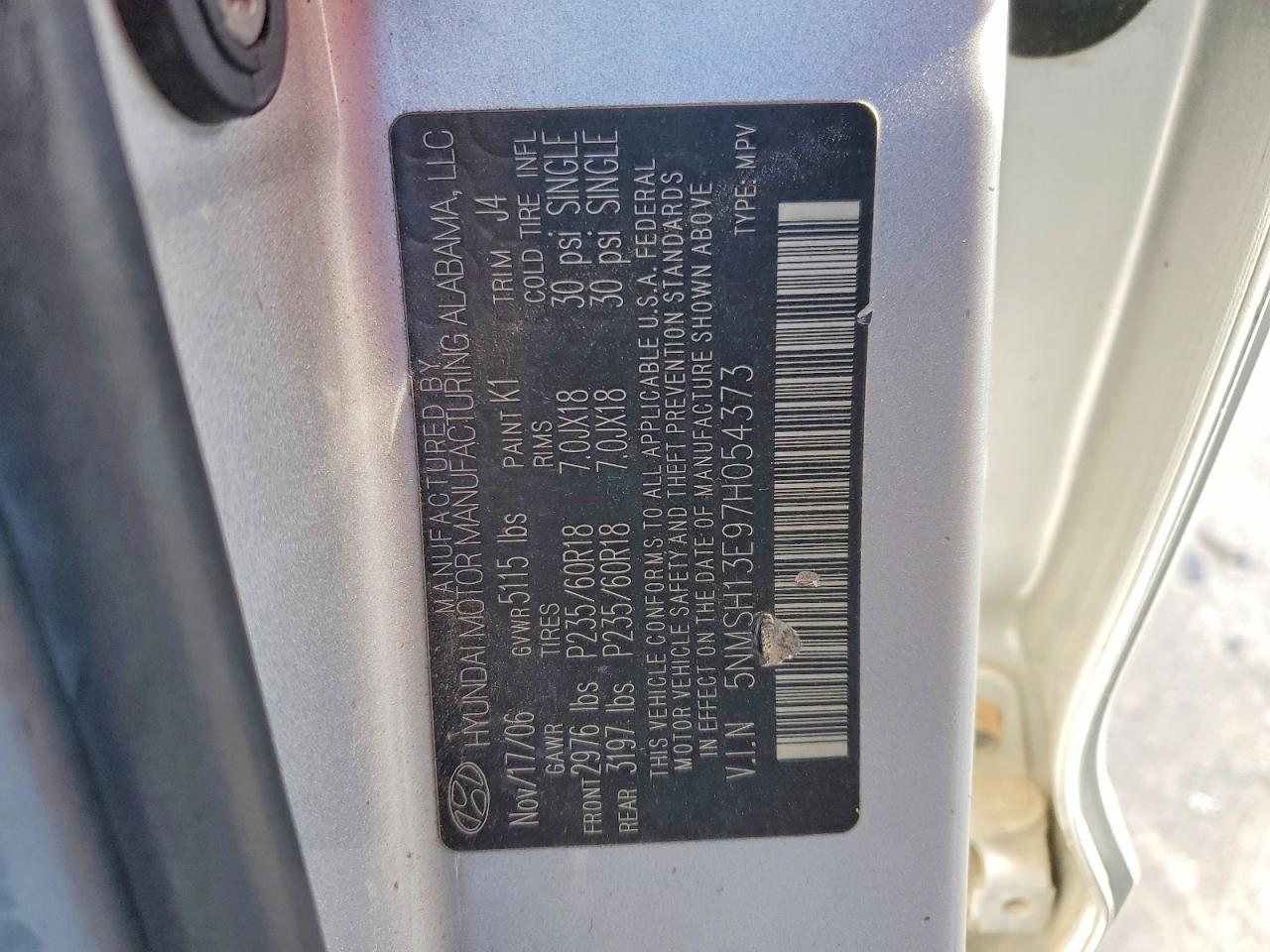 2007 HYUNDAI SANTA FE SE photo 13