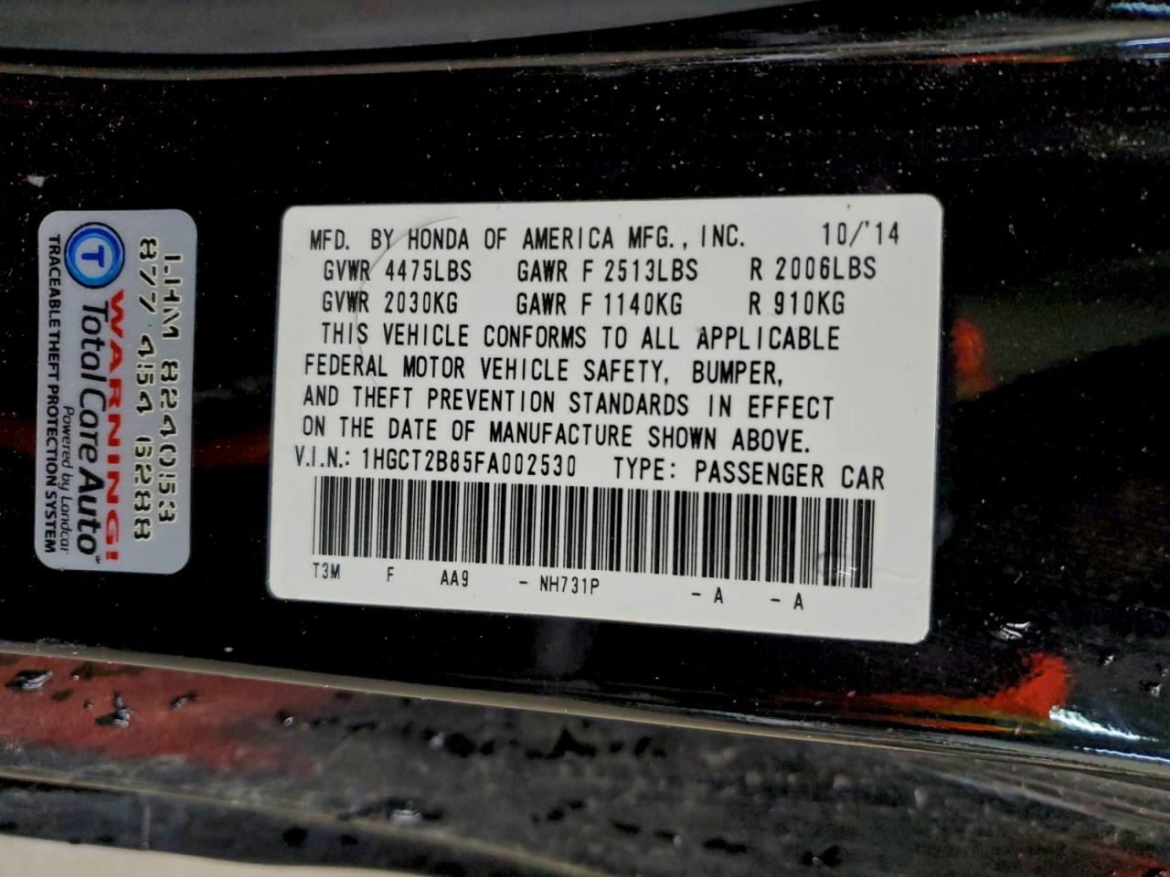 2015 HONDA ACCORD EXL photo 12