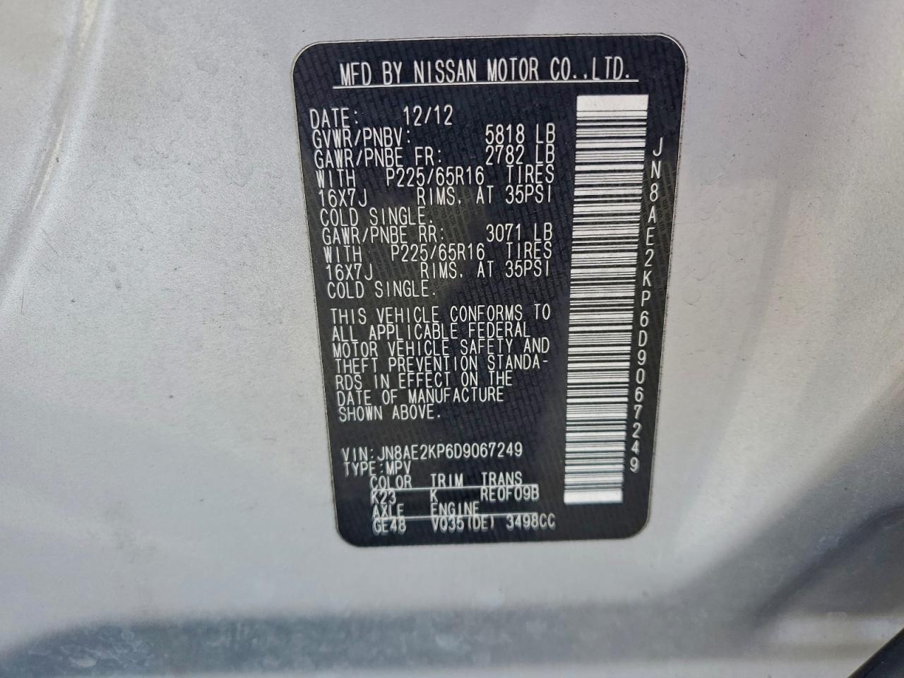 2013 NISSAN QUEST S photo 37