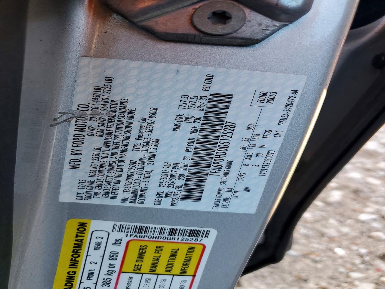2016 FORD FUSION SE photo 13