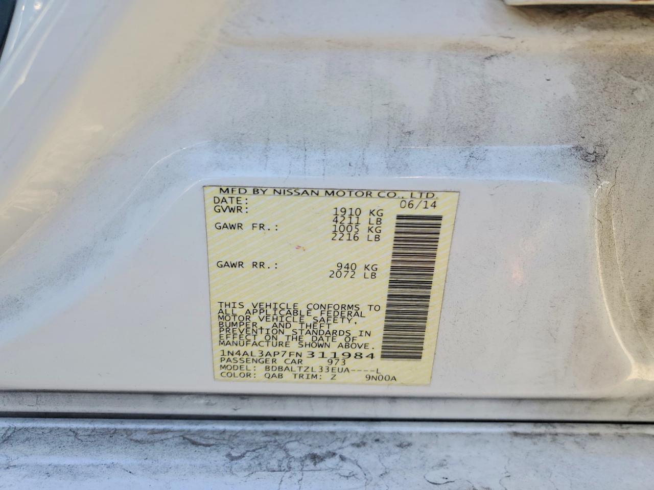 2015 NISSAN ALTIMA 2.5 photo 12