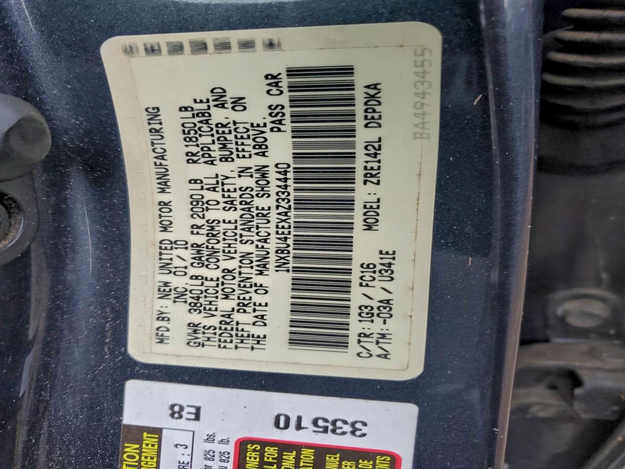 2010 TOYOTA COROLLA BASE photo 12