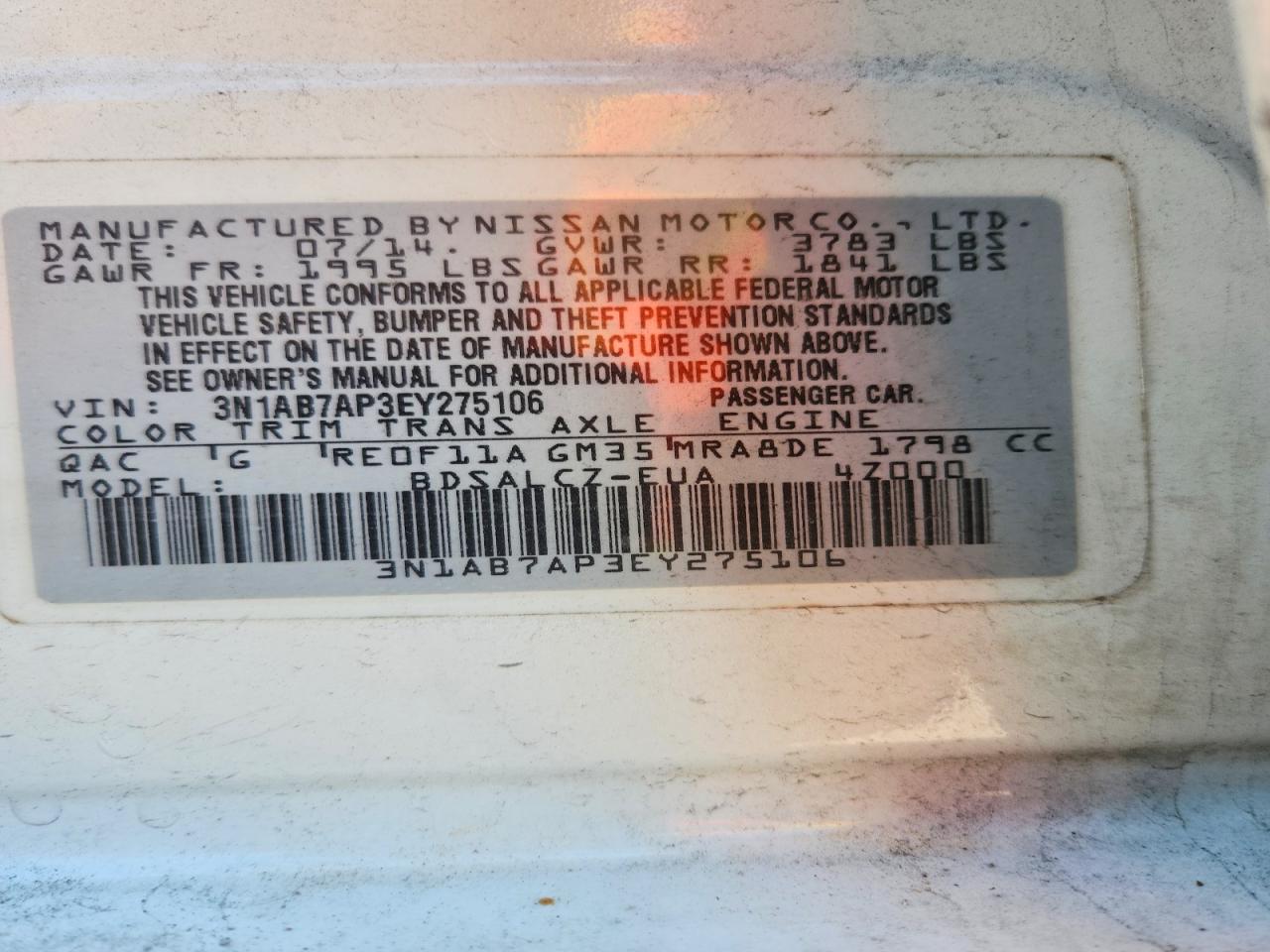 2014 NISSAN SENTRA S photo 12