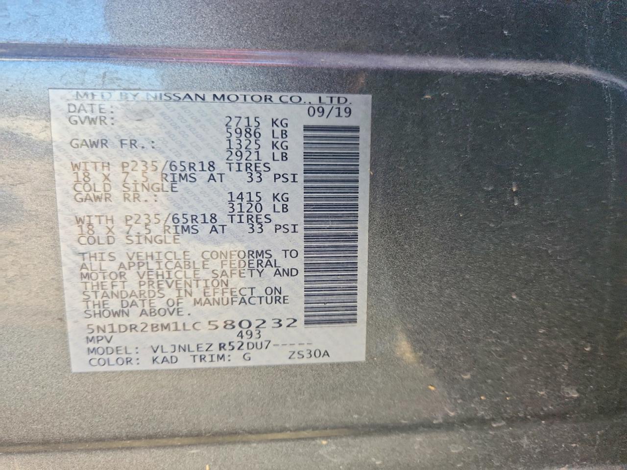 2020 NISSAN PATHFINDER SV photo 14