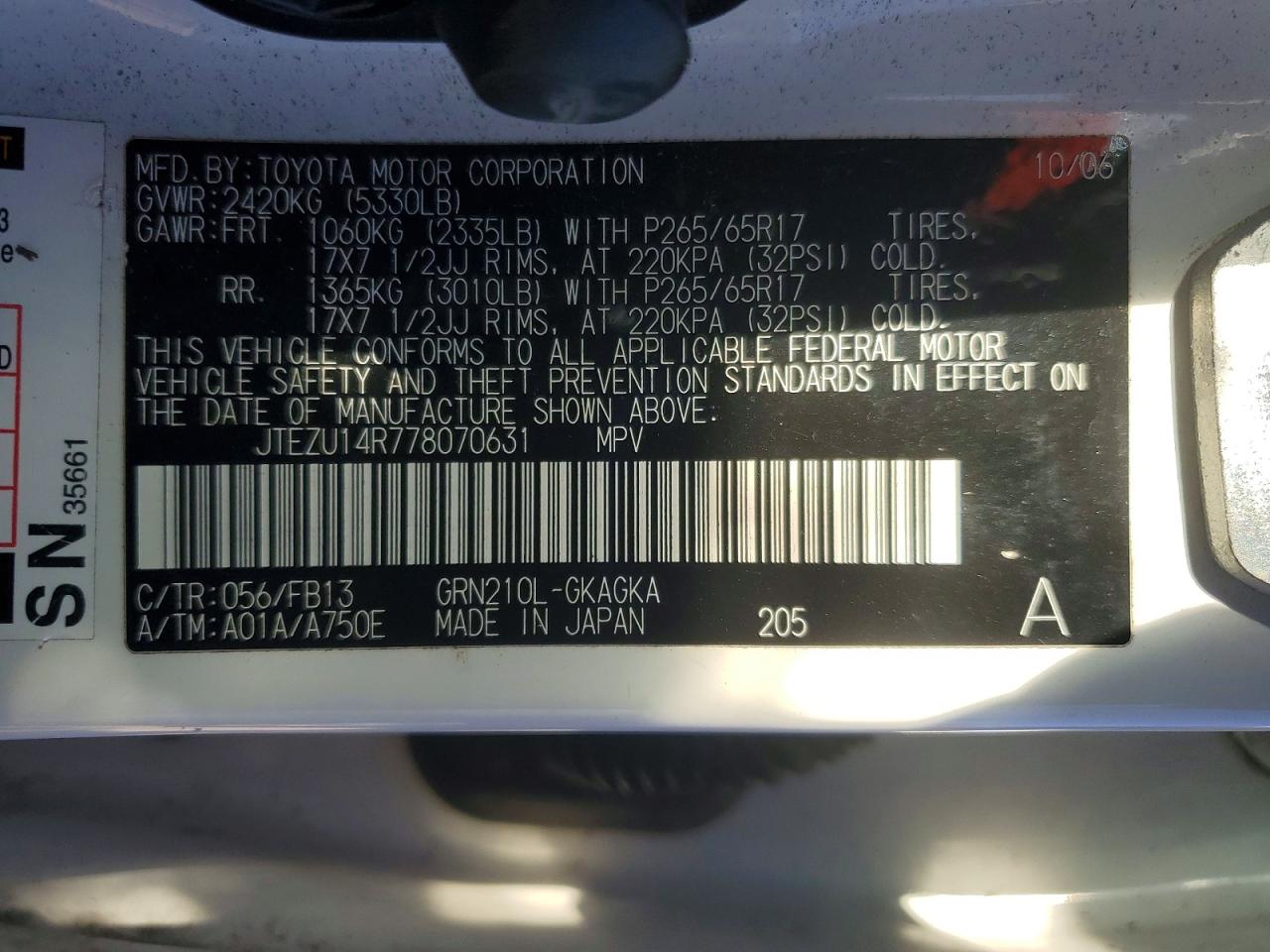 2007 TOYOTA 4RUNNER SR5 photo 13