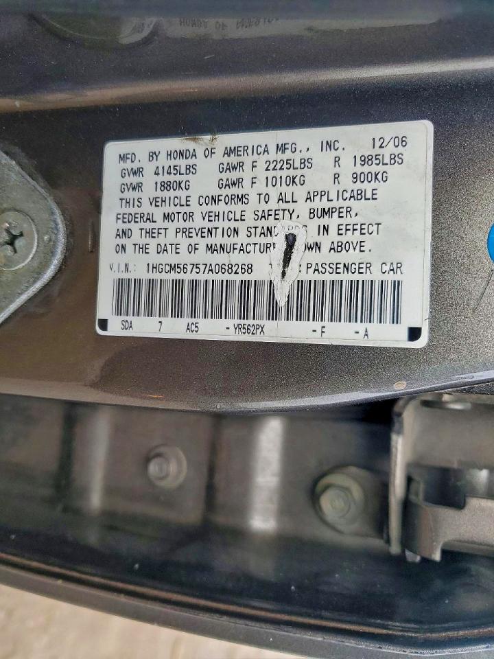 2007 HONDA ACCORD EX photo 12