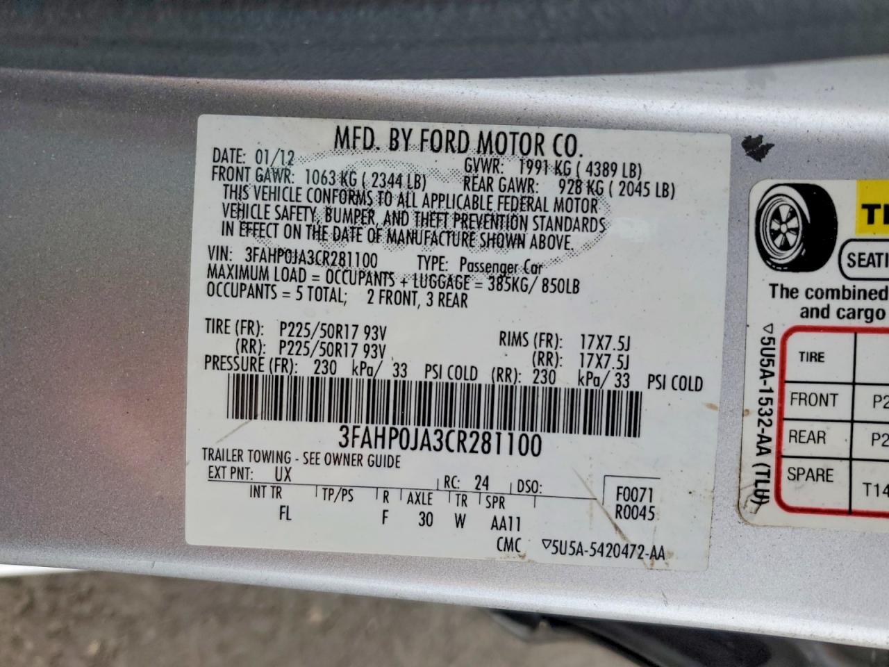 2012 FORD FUSION SEL photo 13