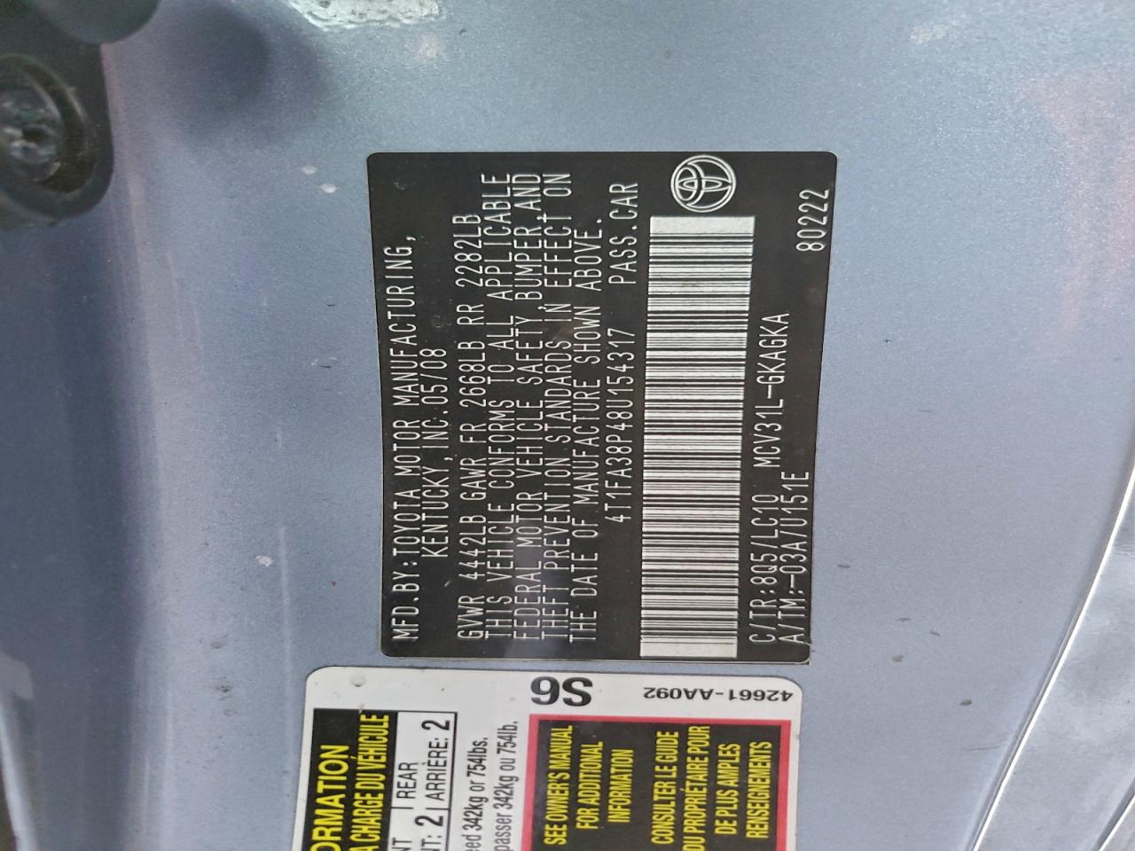 2008 TOYOTA CAMRY SOLARA SE photo 12