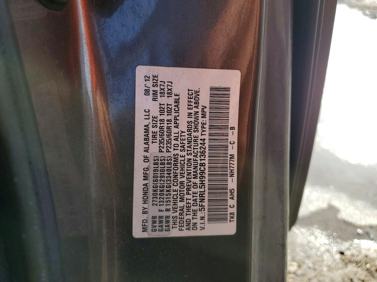 2012 HONDA ODYSSEY TOURING photo 23