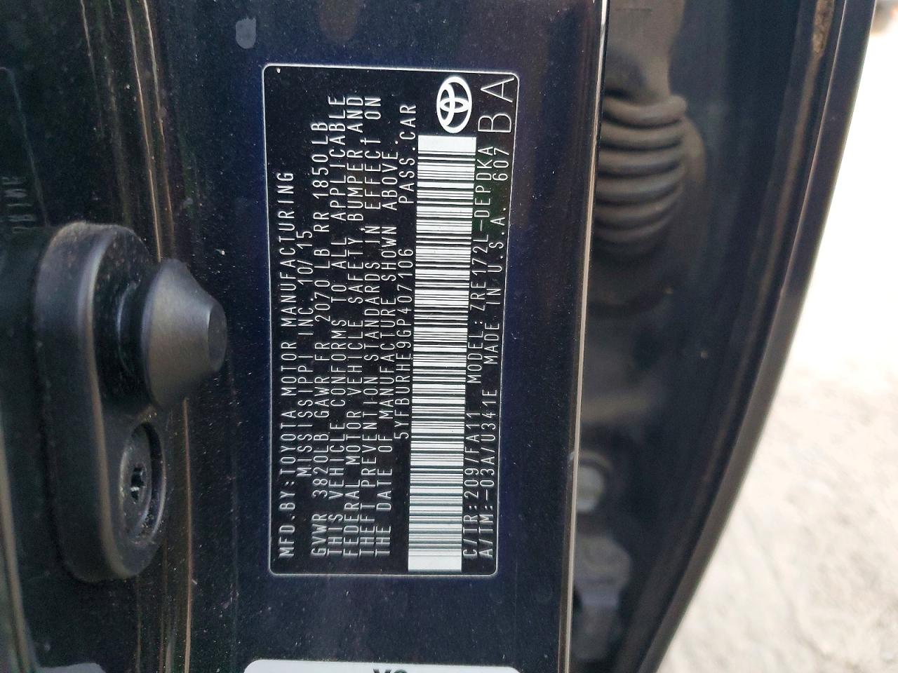 2016 TOYOTA COROLLA L photo 23