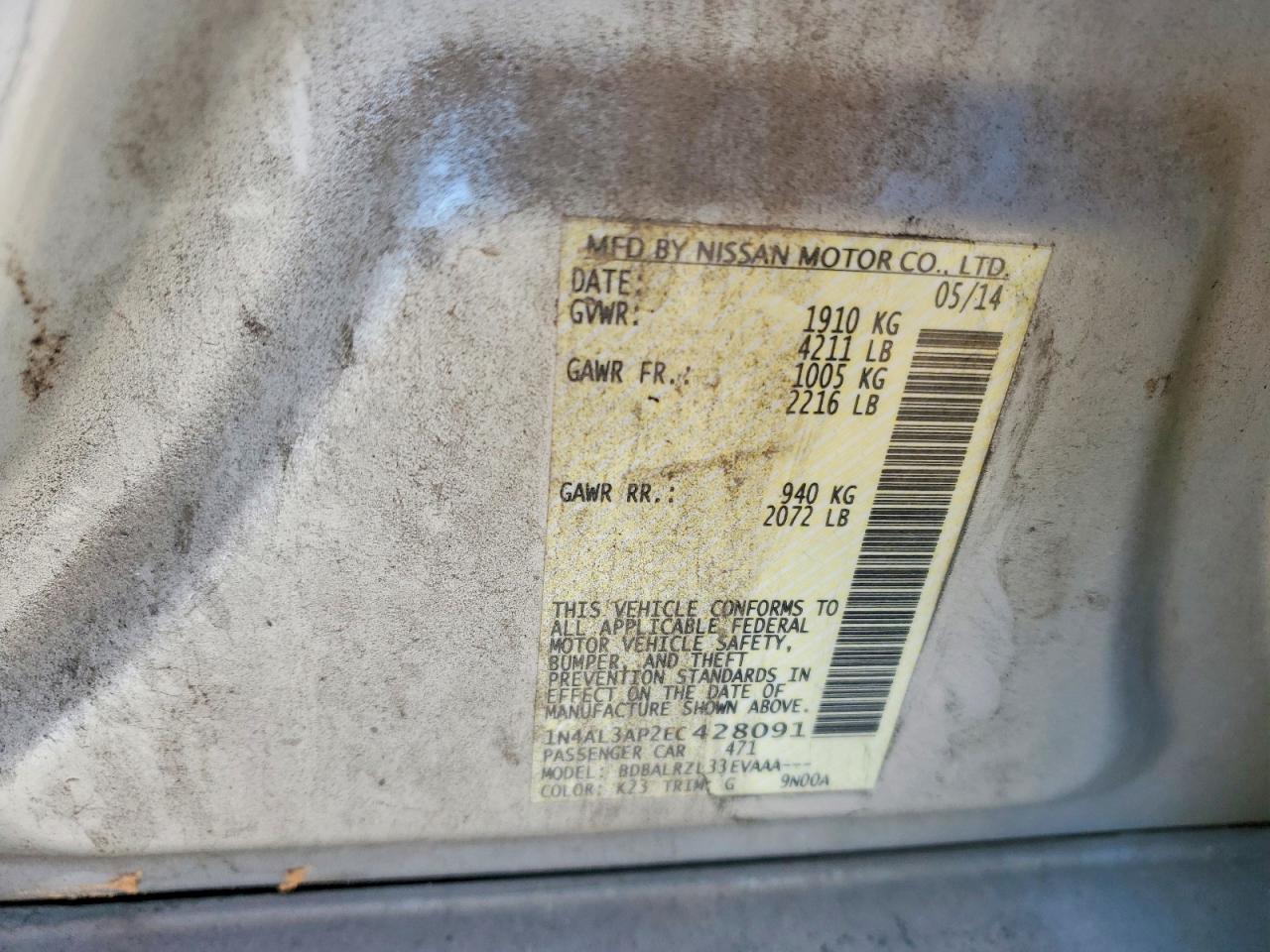 2014 NISSAN ALTIMA 2.5 photo 12
