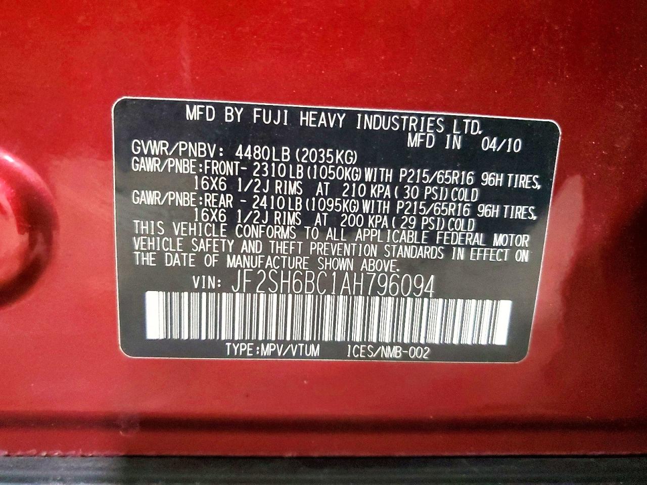 2010 SUBARU FORESTER XS photo 13