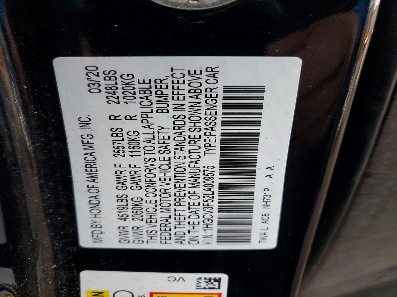 2020 HONDA ACCORD HYBRID EXL photo 13