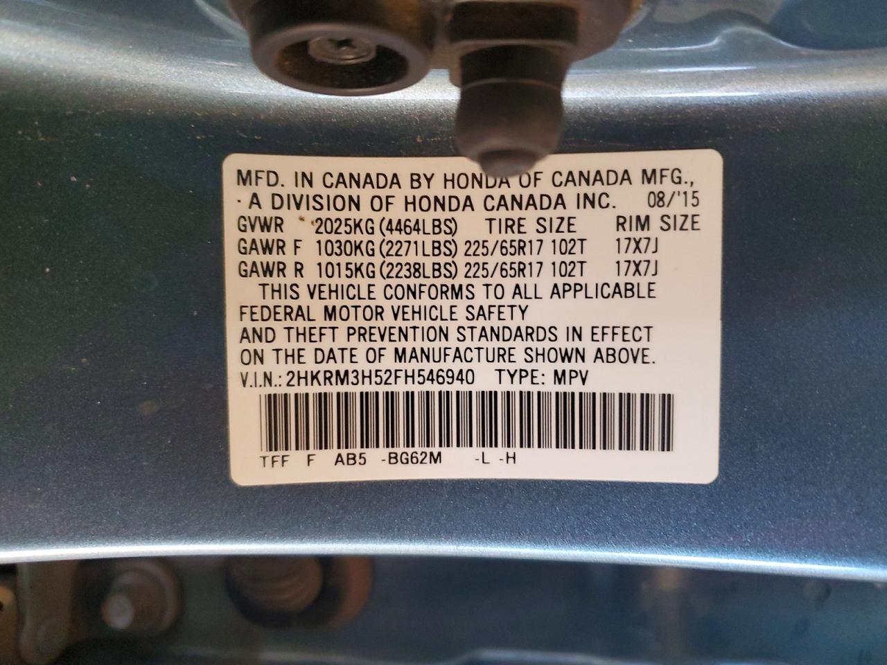 2015 HONDA CR-V EX photo 12