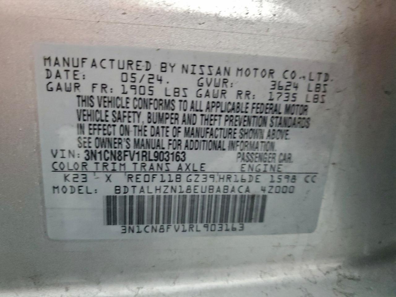 2024 NISSAN VERSA SR photo 12