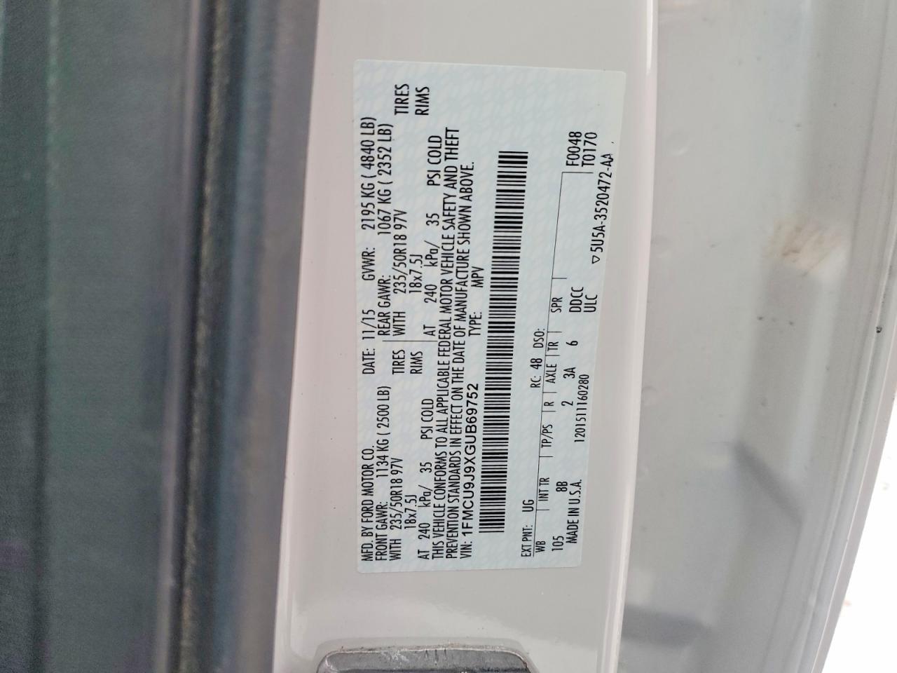 2016 FORD ESCAPE TITANIUM photo 13