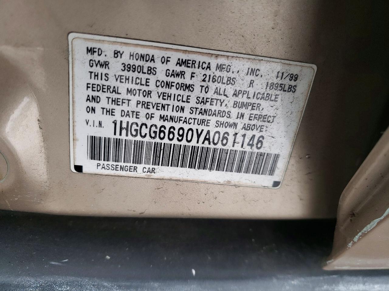 2000 HONDA ACCORD SE photo 12