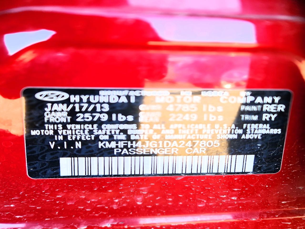 2013 HYUNDAI AZERA GLS photo 12