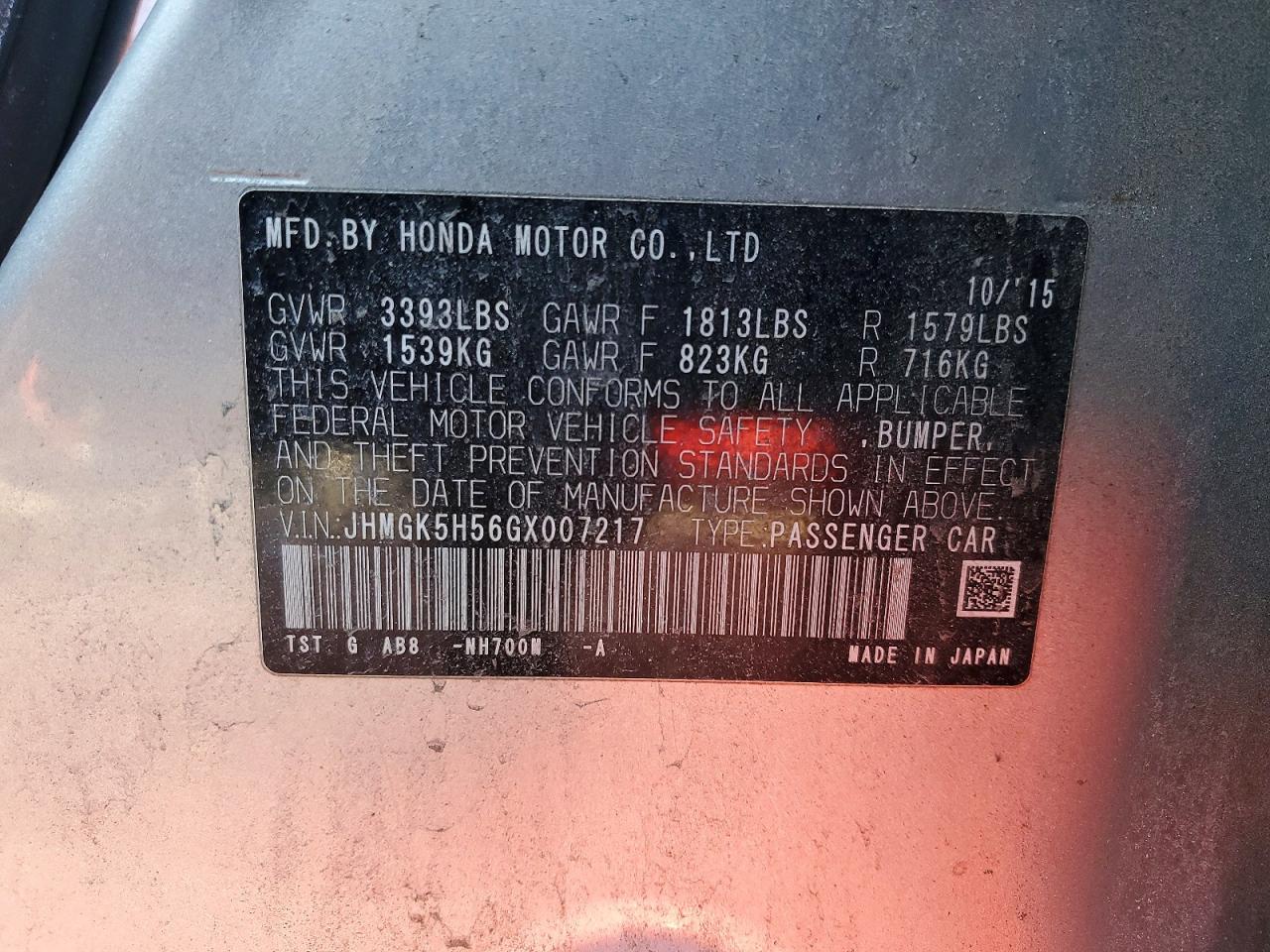 2016 HONDA FIT LX photo 12