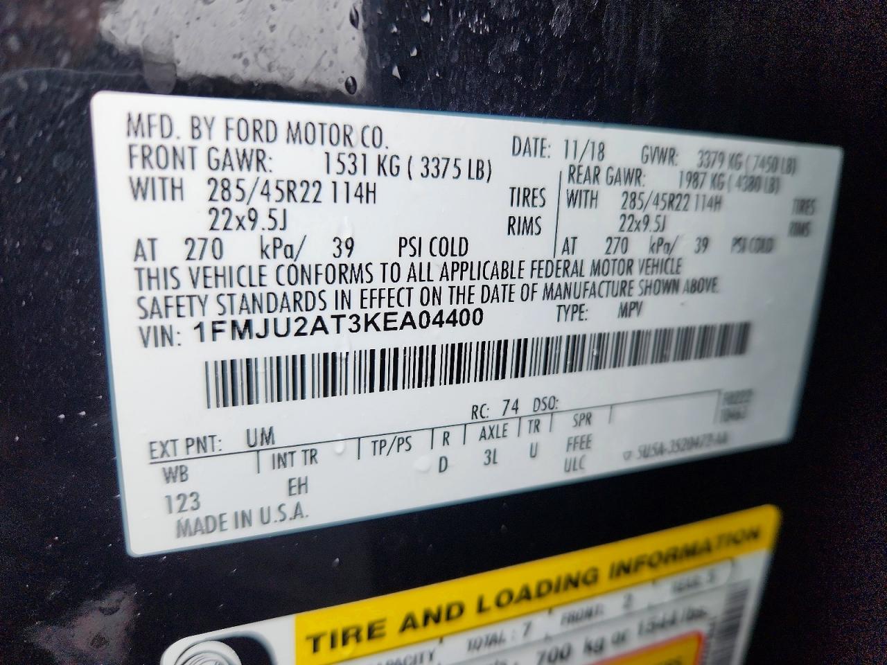 2019 FORD EXPEDITION LIMITED photo 12