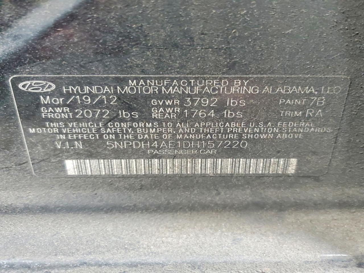 2013 HYUNDAI ELANTRA GLS photo 12