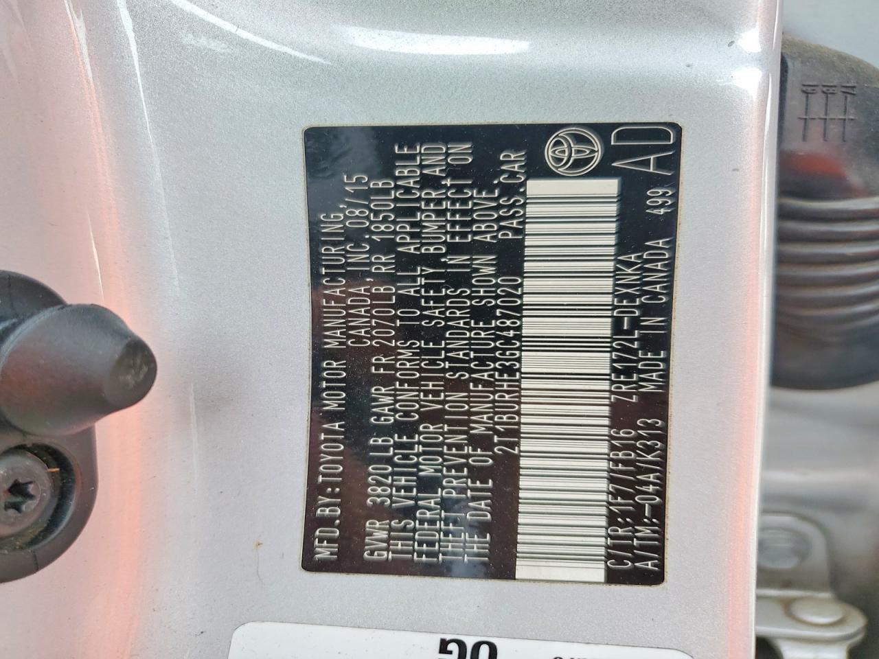 2016 TOYOTA COROLLA L photo 12