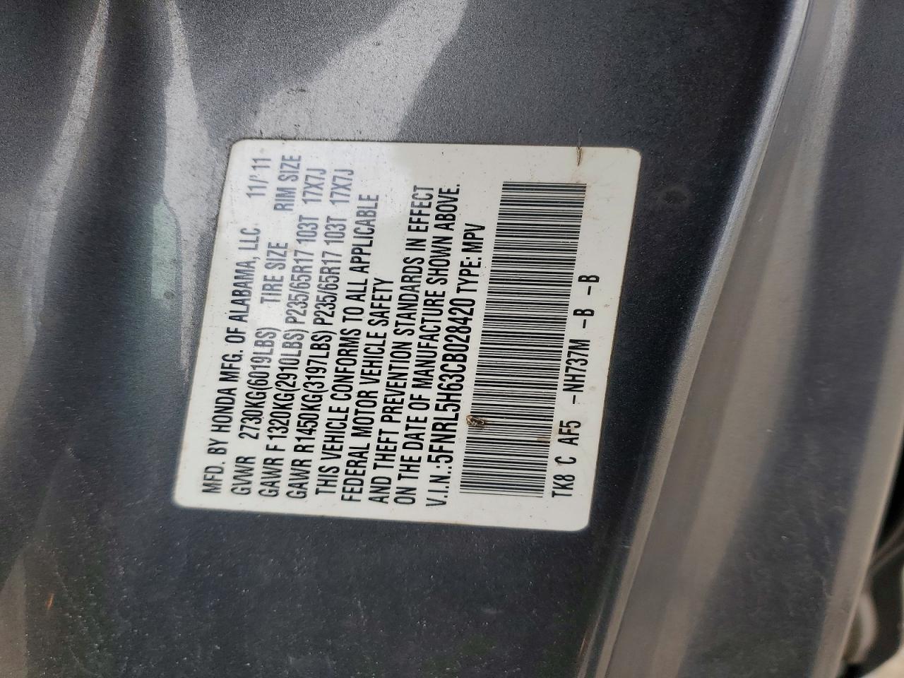 2012 HONDA ODYSSEY EXL photo 13