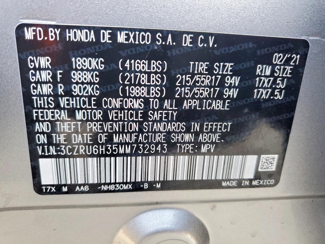 2021 HONDA HR-V LX photo 13