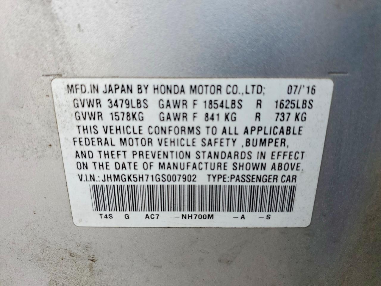 2016 HONDA FIT EX photo 12
