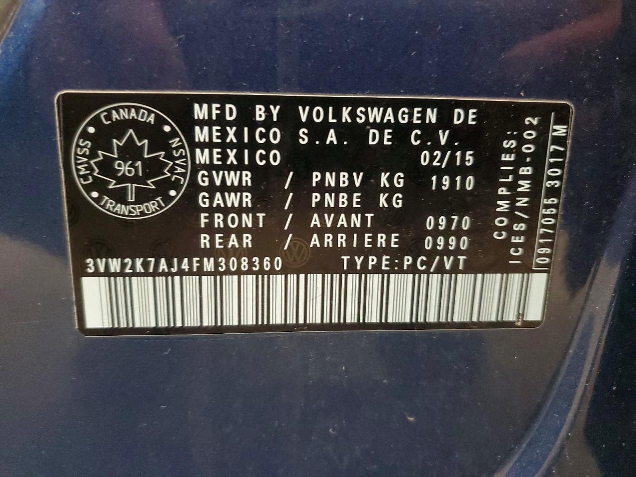 2015 VOLKSWAGEN JETTA BASE photo 12