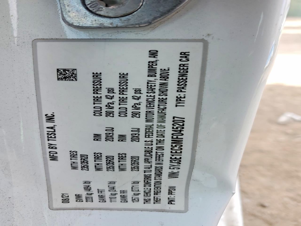 2021 TESLA MODEL 3 photo 12