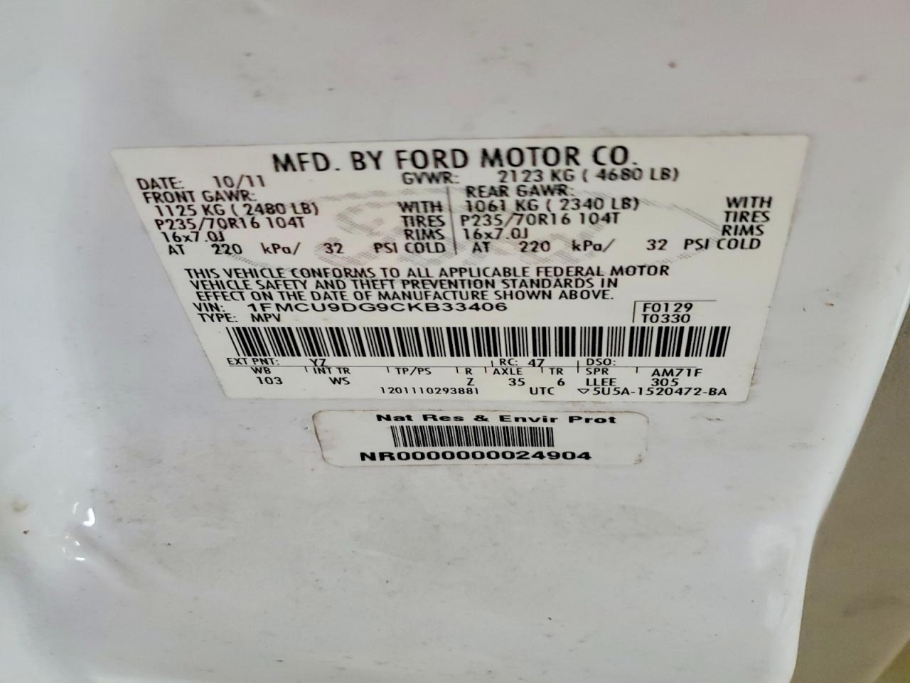 2012 FORD ESCAPE XLT photo 13