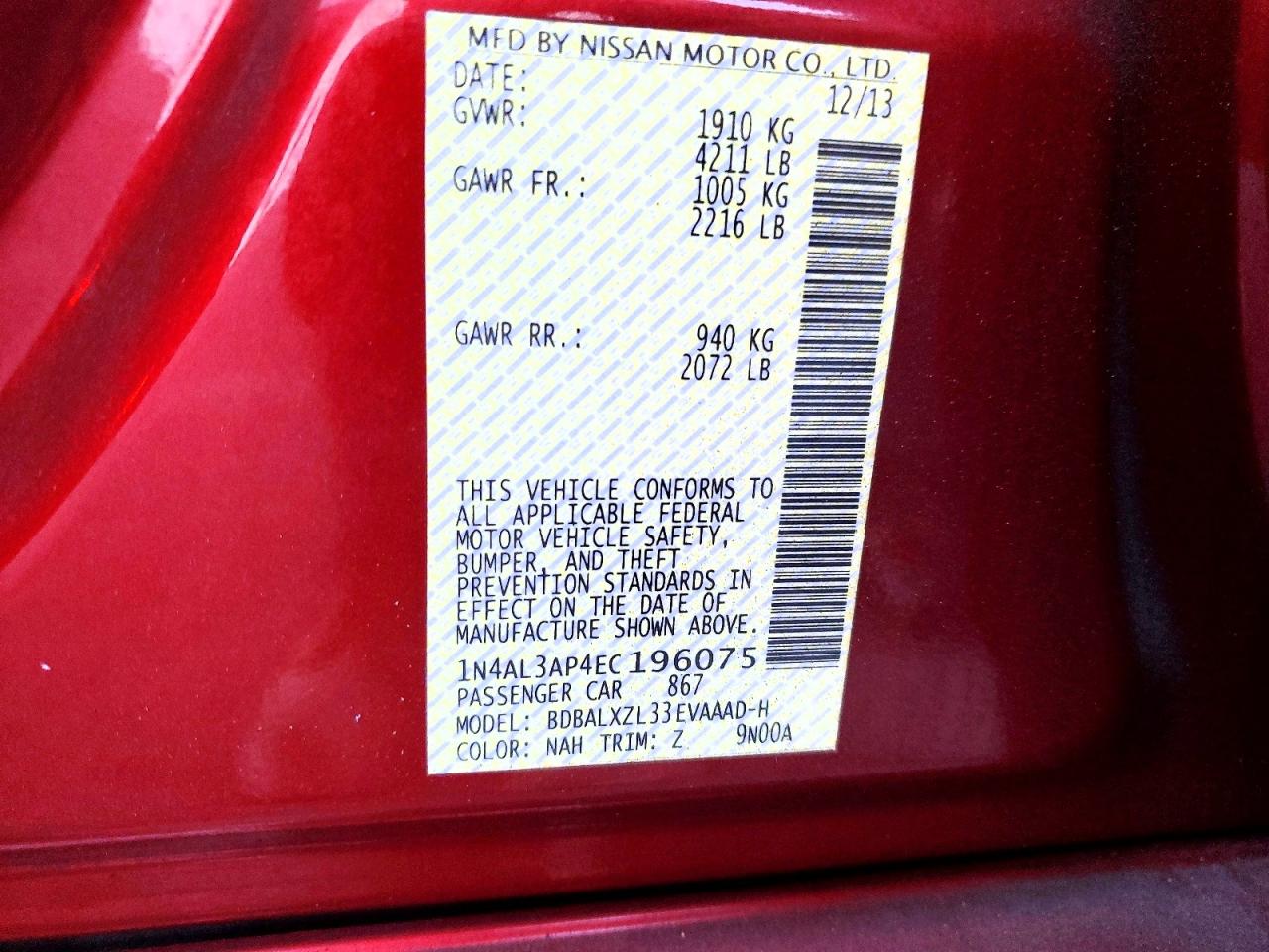 2014 NISSAN ALTIMA 2.5 SL photo 23