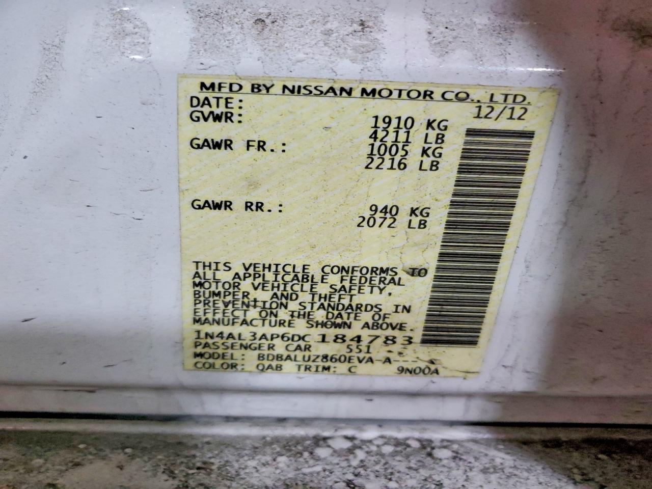 2013 NISSAN ALTIMA 2.5 photo 12