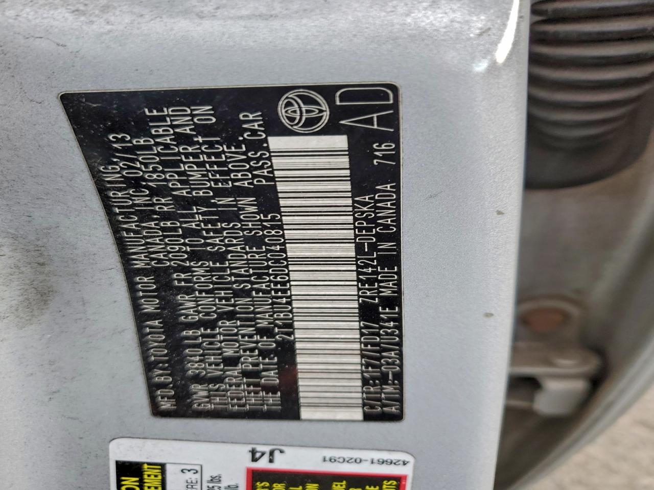 2013 TOYOTA COROLLA BASE photo 13