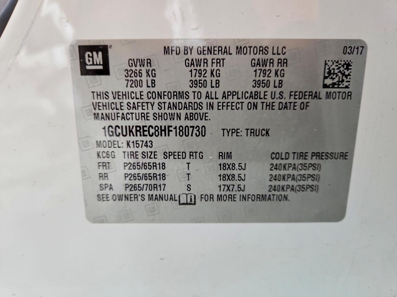 2017 CHEVROLET SILVERADO K1500 LT photo 12