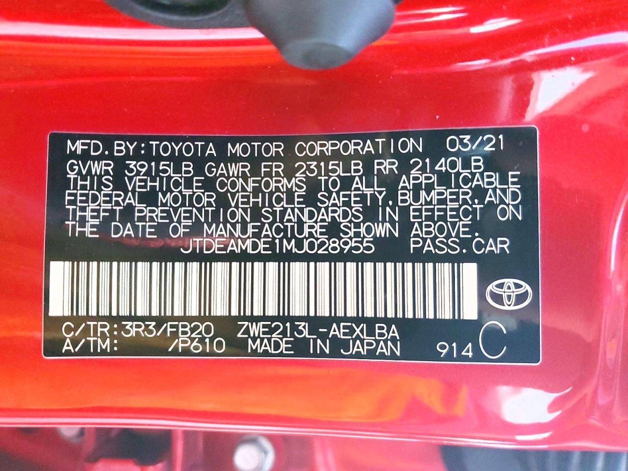 2021 TOYOTA COROLLA LE photo 13