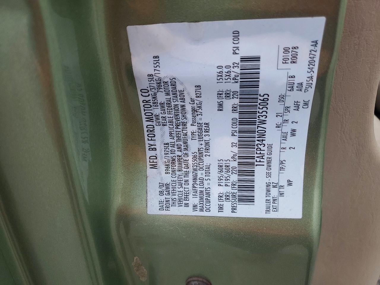 2007 FORD FOCUS ZX4 photo 12