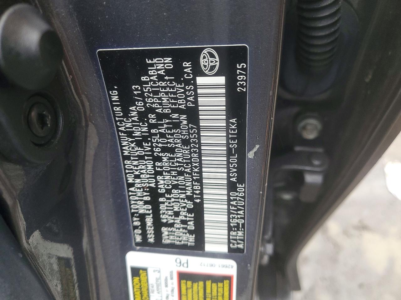 2013 TOYOTA CAMRY L photo 12