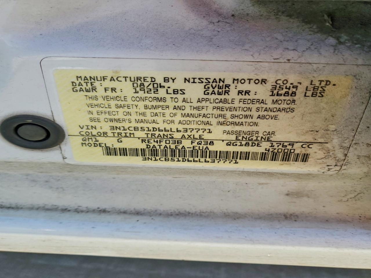 2006 NISSAN SENTRA 1.8 photo 12