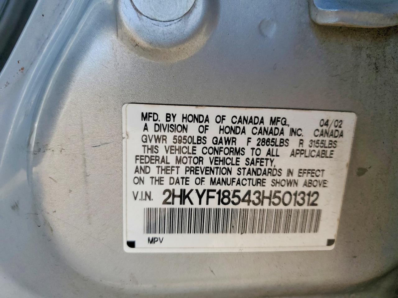 2003 HONDA PILOT EXL photo 14