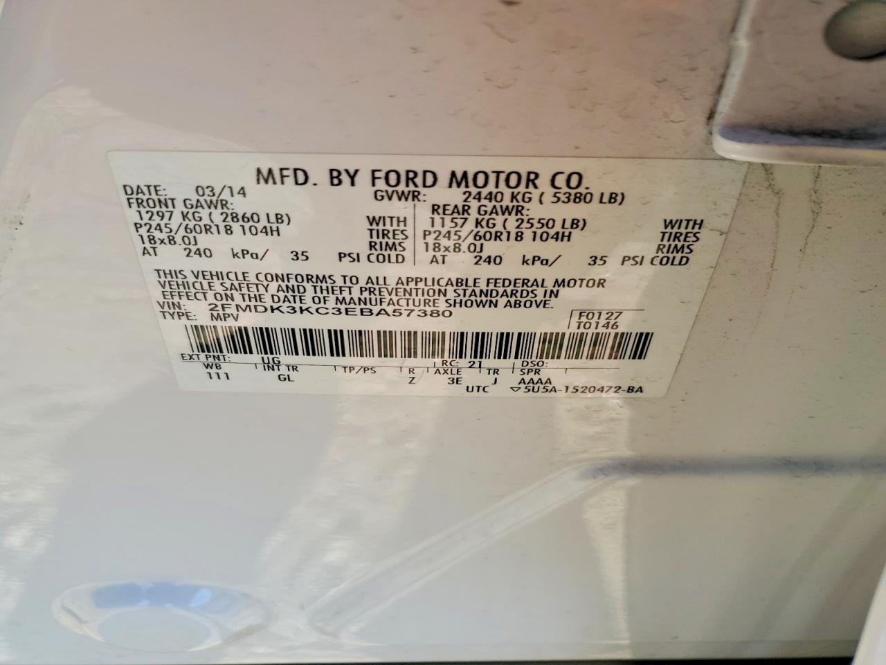 2014 FORD EDGE LIMITED photo 13