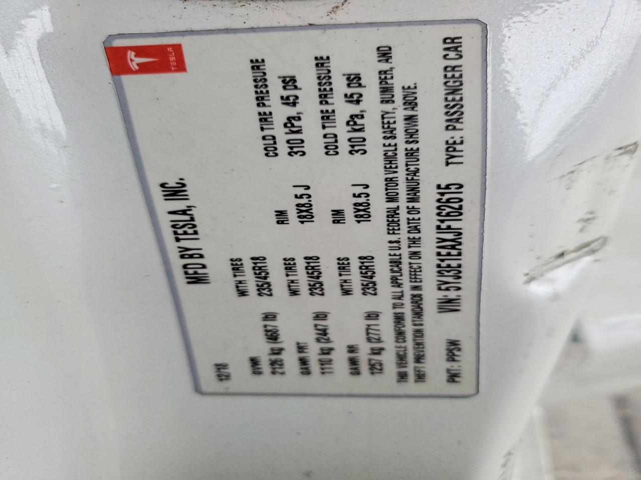 2018 TESLA MODEL 3 photo 13