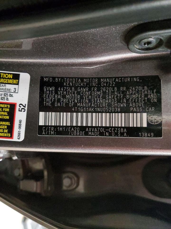 2022 TOYOTA CAMRY SE photo 13