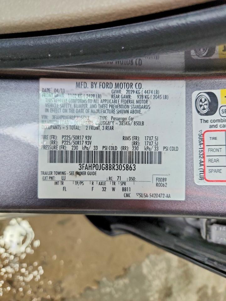 2011 FORD FUSION SEL photo 13