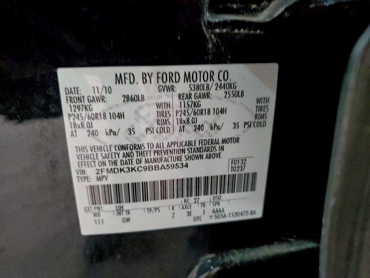 2011 FORD EDGE LIMITED photo 13