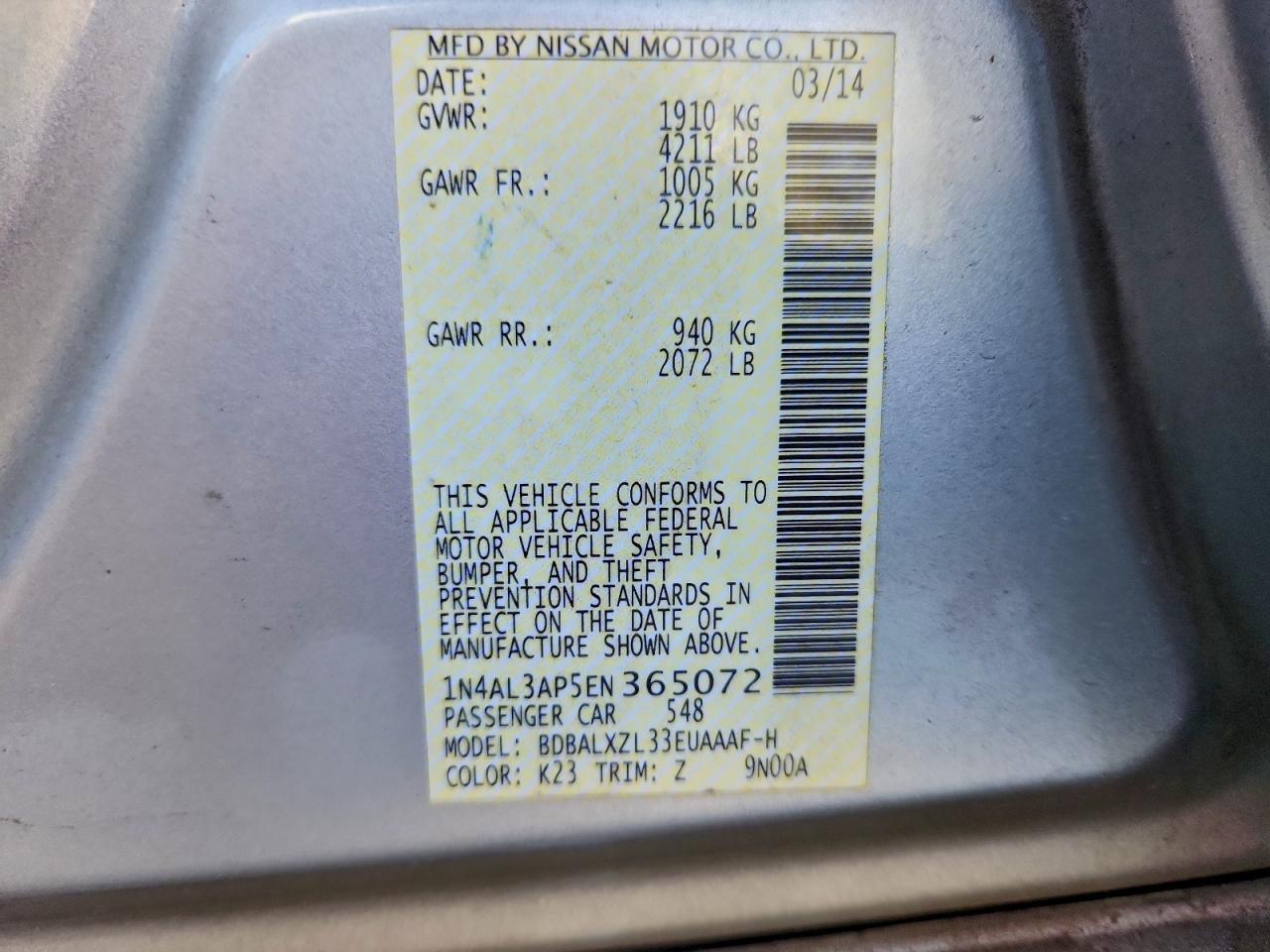2014 NISSAN ALTIMA 2.5 photo 12