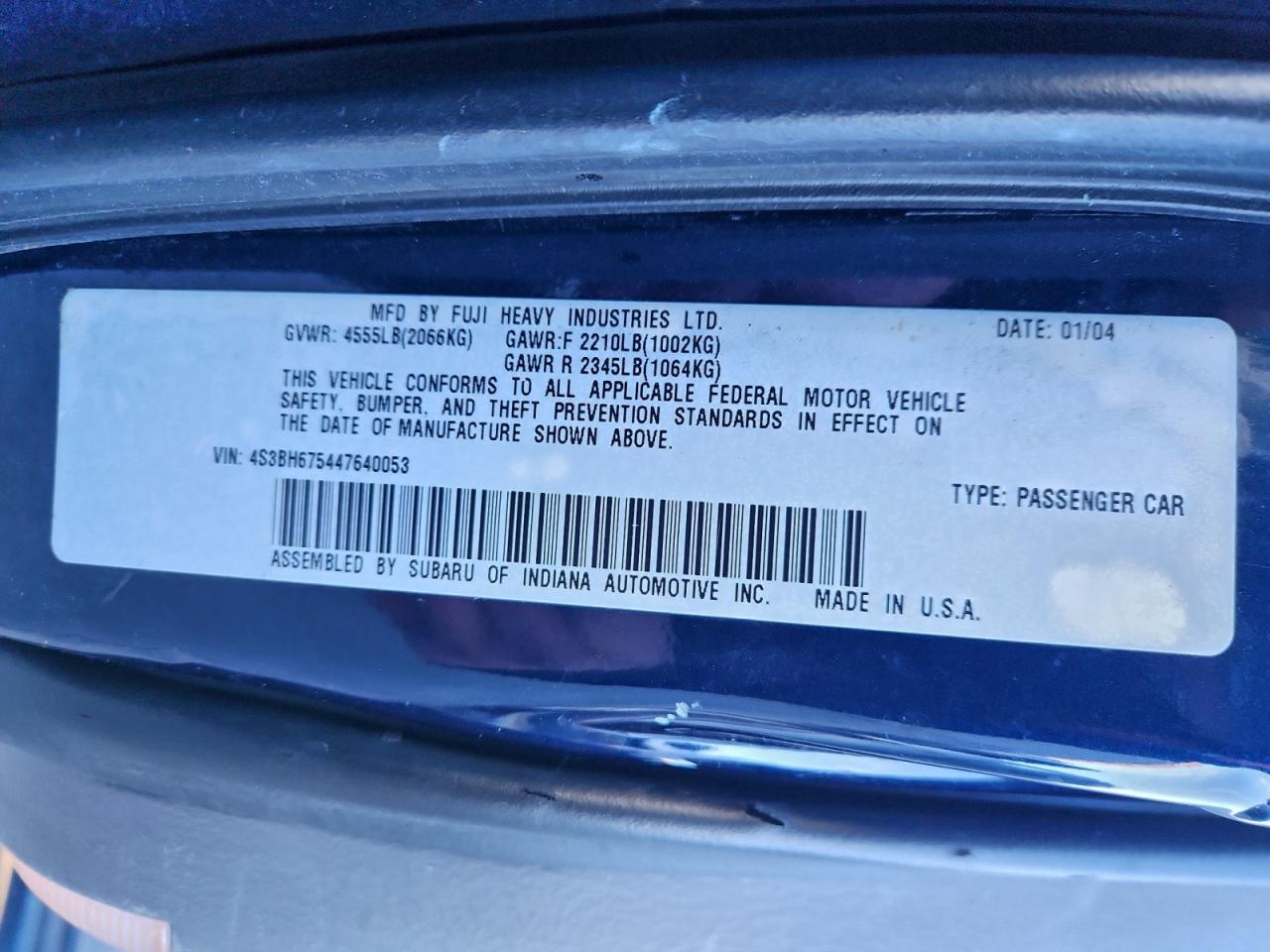 2004 SUBARU LEGACY OUTBACK AWP photo 13